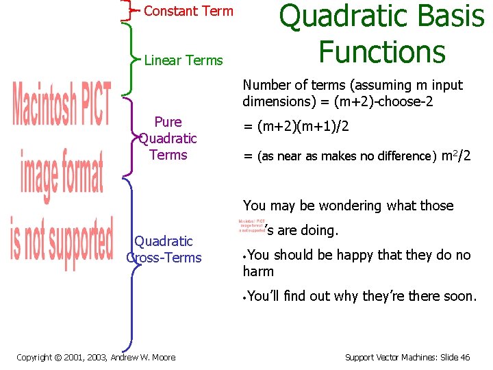 Quadratic Basis Functions Constant Term Linear Terms Number of terms (assuming m input dimensions)