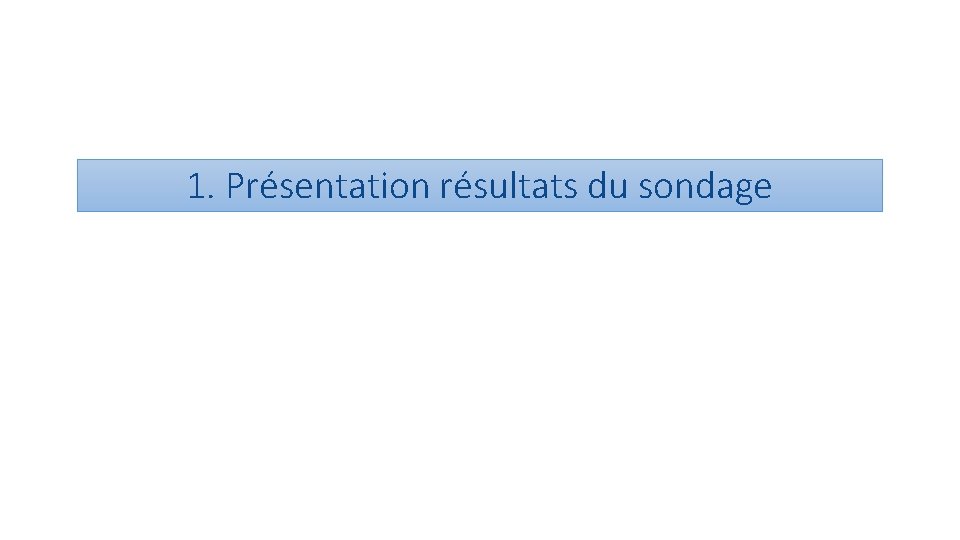 1. Présentation résultats du sondage 