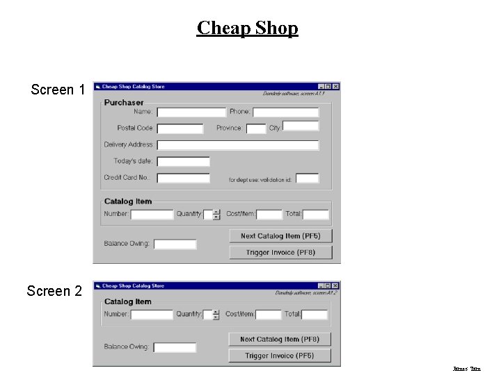 Cheap Shop Screen 1 Screen 2 James Tam 