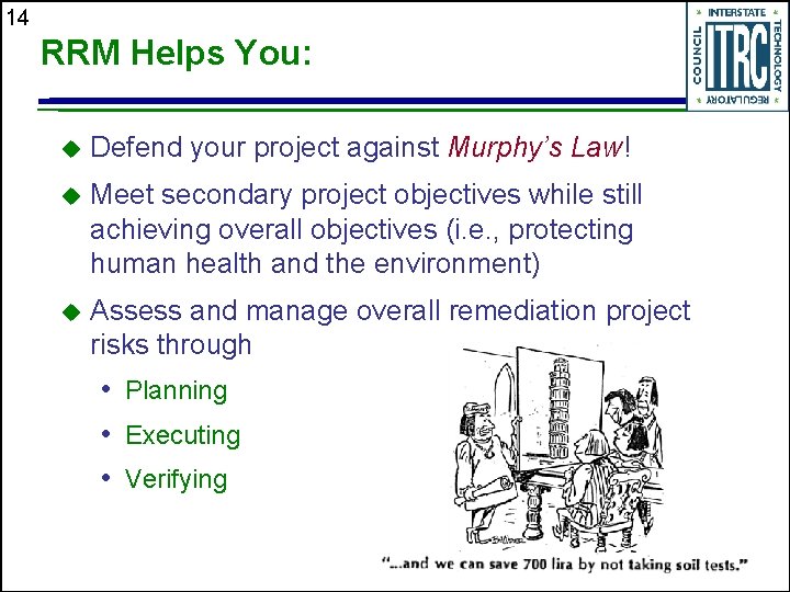 14 RRM Helps You: u Defend your project against Murphy’s Law! u Meet secondary