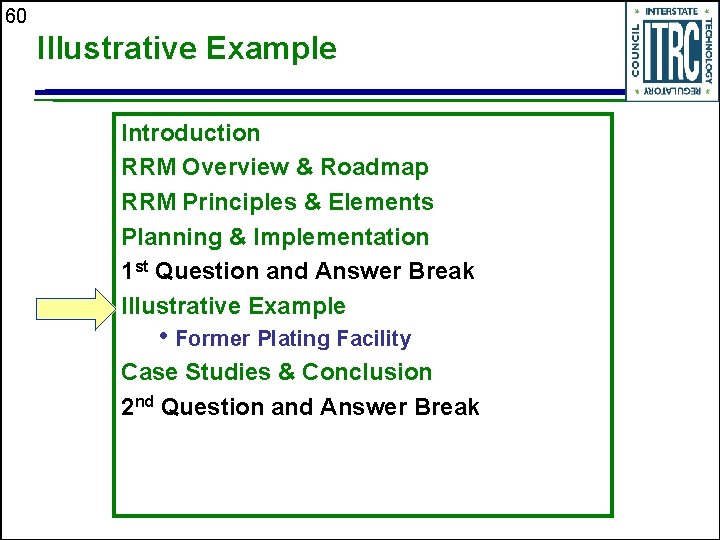 60 Illustrative Example Introduction RRM Overview & Roadmap RRM Principles & Elements Planning &