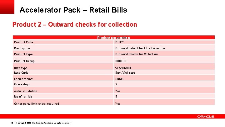 Accelerator Pack – Retail Bills Product 2 – Outward checks for collection Product Code