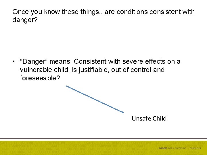 Once you know these things. . are conditions consistent with danger? • “Danger” means: