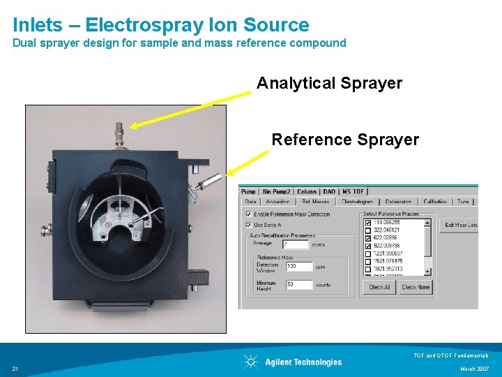 Inlets – Electrospray Ion Source Dual sprayer design for sample and mass reference compound