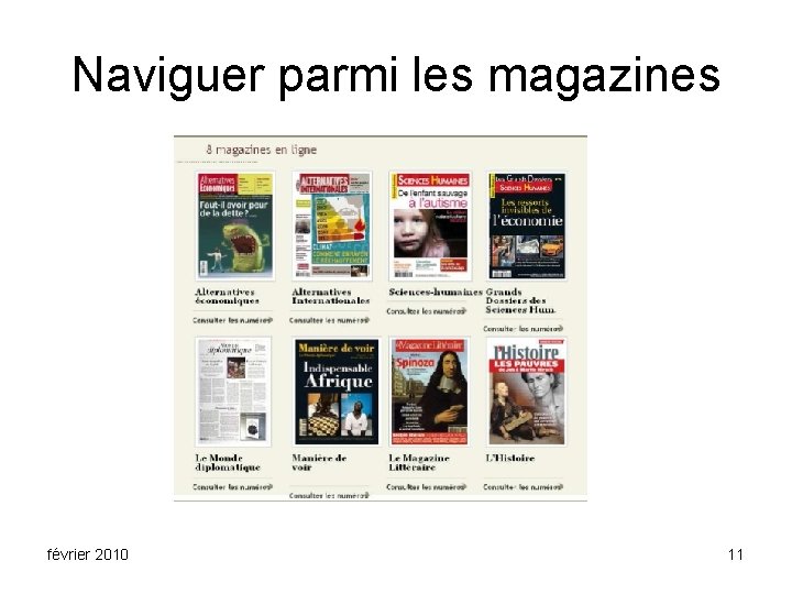 Naviguer parmi les magazines février 2010 11 