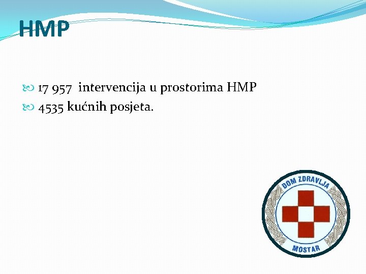 HMP 17 957 intervencija u prostorima HMP 4535 kućnih posjeta. 