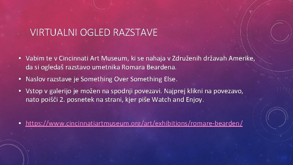 VIRTUALNI OGLED RAZSTAVE • Vabim te v Cincinnati Art Museum, ki se nahaja v