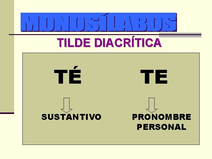 TILDE DIACRÍTICA TÉ SUSTANTIVO TE PRONOMBRE PERSONAL 