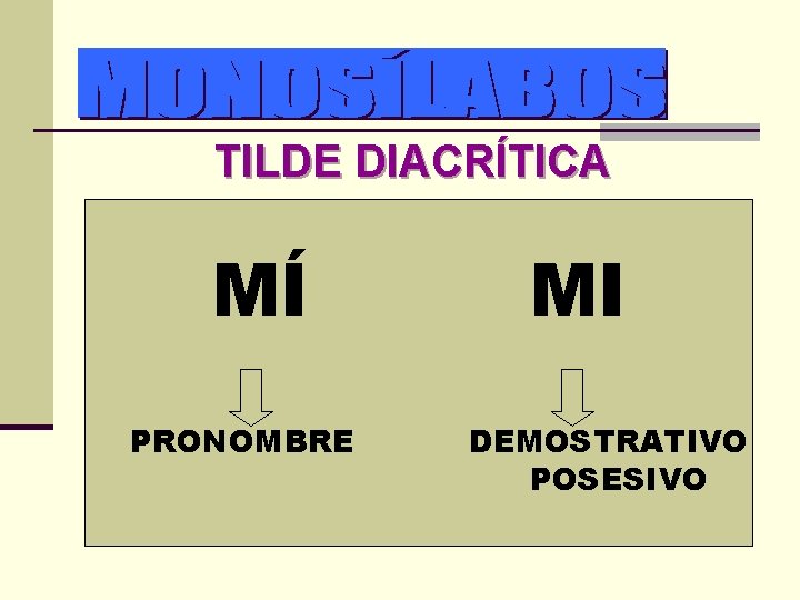 TILDE DIACRÍTICA MÍ PRONOMBRE MI DEMOSTRATIVO POSESIVO 