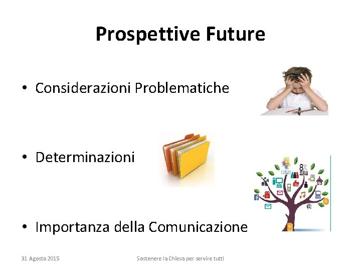 Prospettive Future • Considerazioni Problematiche • Determinazioni • Importanza della Comunicazione 31 Agosto 2015