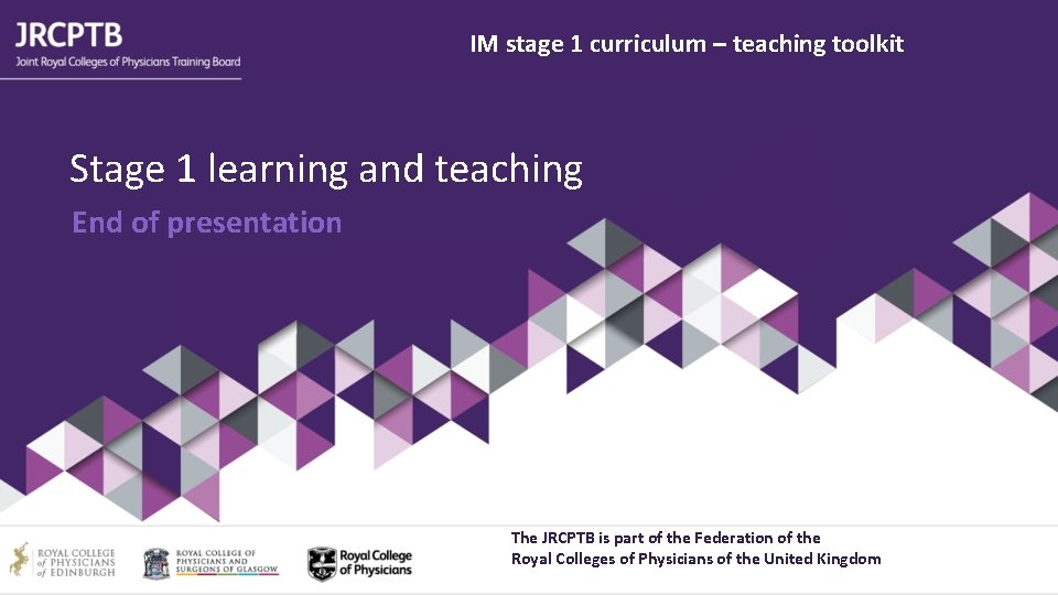 IM stage 1 curriculum – teaching toolkit Stage 1 learning and teaching End of