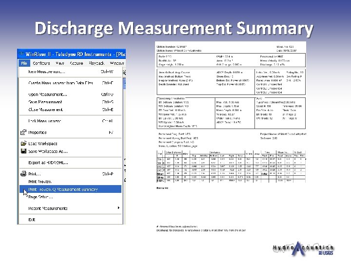 Discharge Measurement Summary 