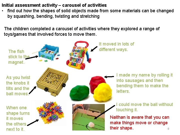 Initial assessment activity – carousel of activities • find out how the shapes of