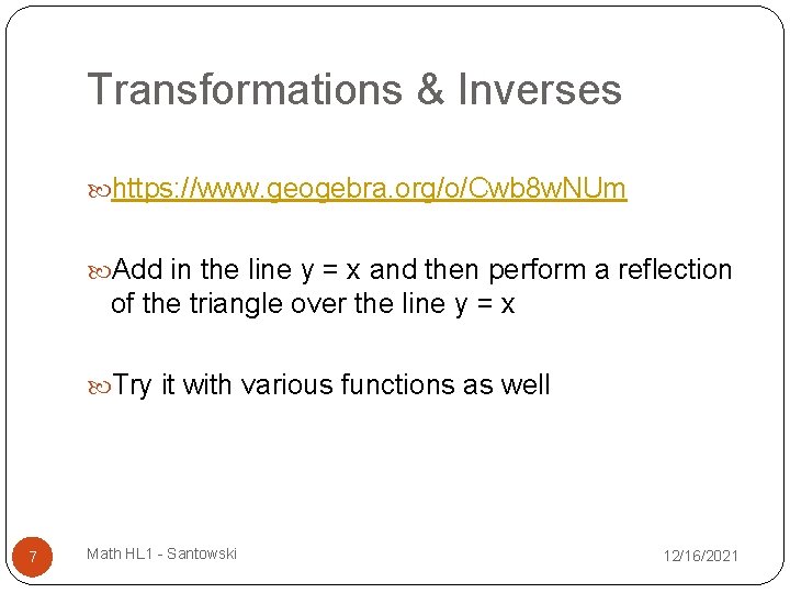 Lesson 6 Transformations New Concepts Math HL 1