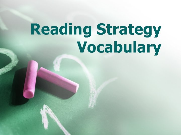 Reading Strategy Vocabulary 