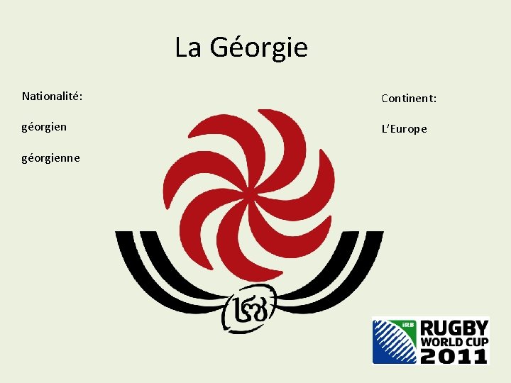 La Géorgie Nationalité: Continent: géorgien L’Europe géorgienne 