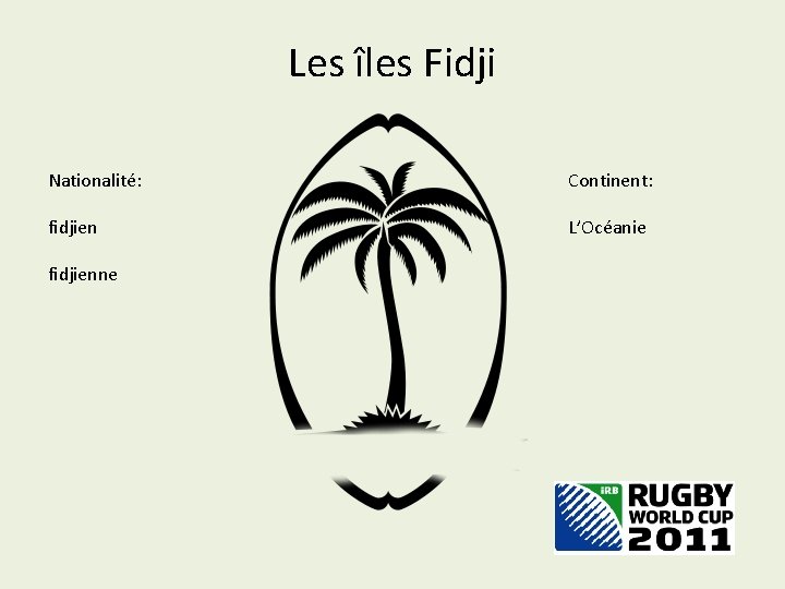 Les îles Fidji Nationalité: Continent: fidjien L’Océanie fidjienne 