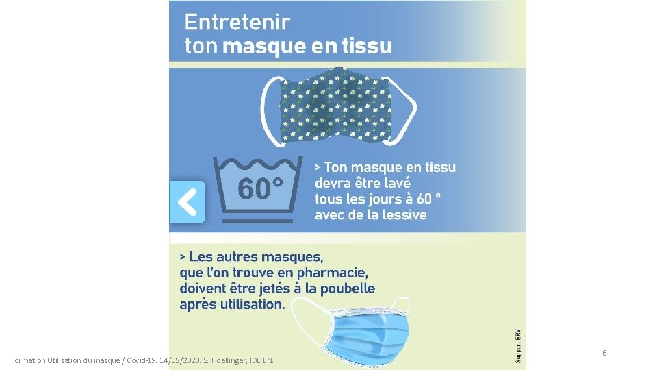 Formation Utilisation du masque / Covid-19. 14/05/2020. S. Hoellinger, IDE. EN. 6 
