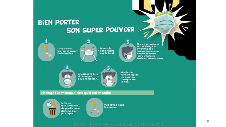 Formation Utilisation du masque / Covid-19. 14/05/2020. S. Hoellinger, IDE. EN. 8 