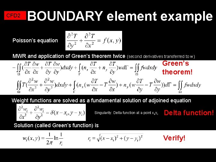 CFD 2 BOUNDARY element example Poisson’s equation MWR and application of Green’s theorem twice
