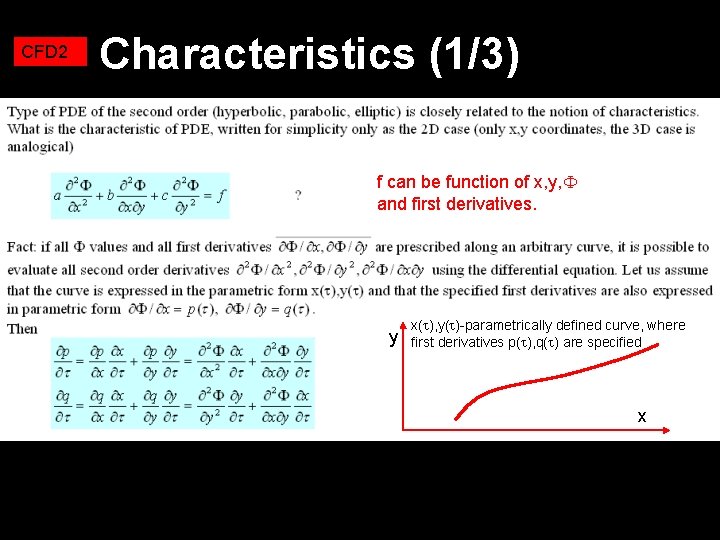 CFD 2 Characteristics (1/3) f can be function of x, y, and first derivatives.