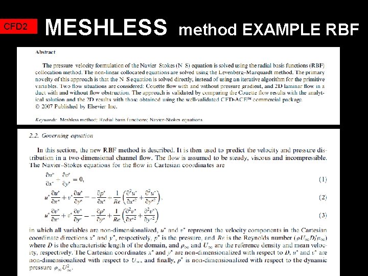 CFD 2 MESHLESS method EXAMPLE RBF 