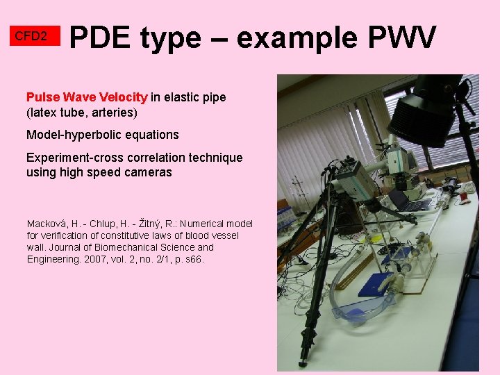 CFD 2 PDE type – example PWV Pulse Wave Velocity in elastic pipe (latex