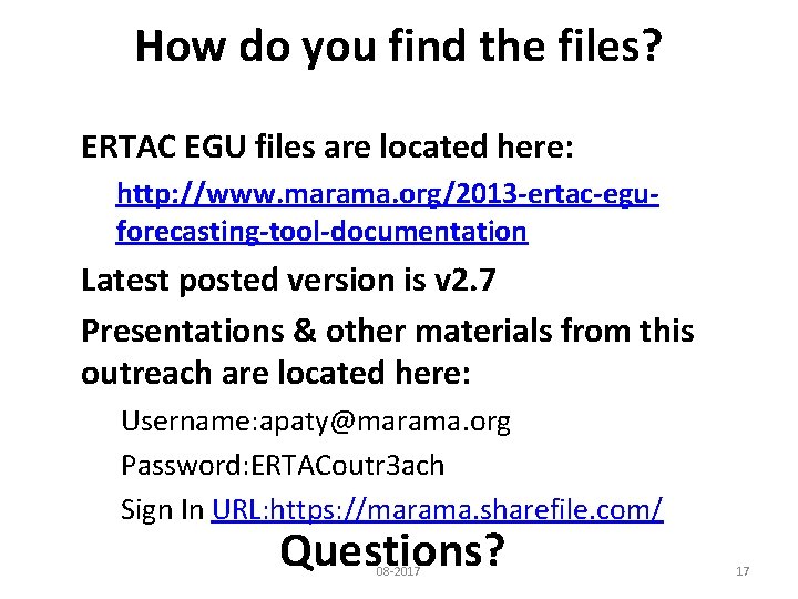 How do you find the files? ERTAC EGU files are located here: http: //www.