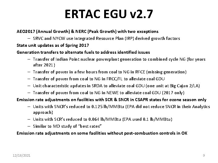 ERTAC EGU v 2. 7 AEO 2017 (Annual Growth) & NERC (Peak Growth) with