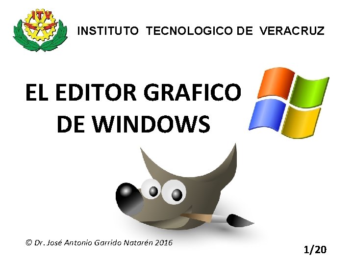 INSTITUTO TECNOLOGICO DE VERACRUZ EL EDITOR GRAFICO DE WINDOWS © Dr. José Antonio Garrido