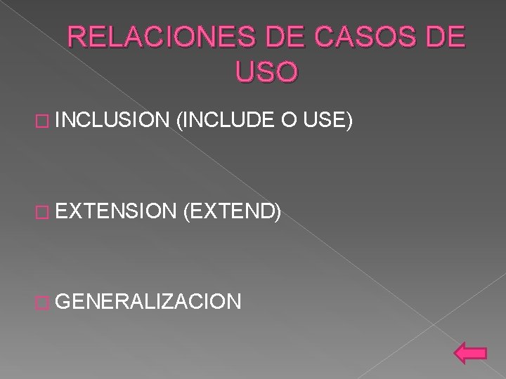 RELACIONES DE CASOS DE USO � INCLUSION (INCLUDE O USE) � EXTENSION (EXTEND) �