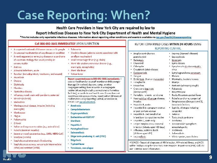 Case Reporting: When? 