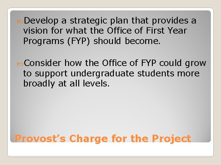  Develop a strategic plan that provides a vision for what the Office of