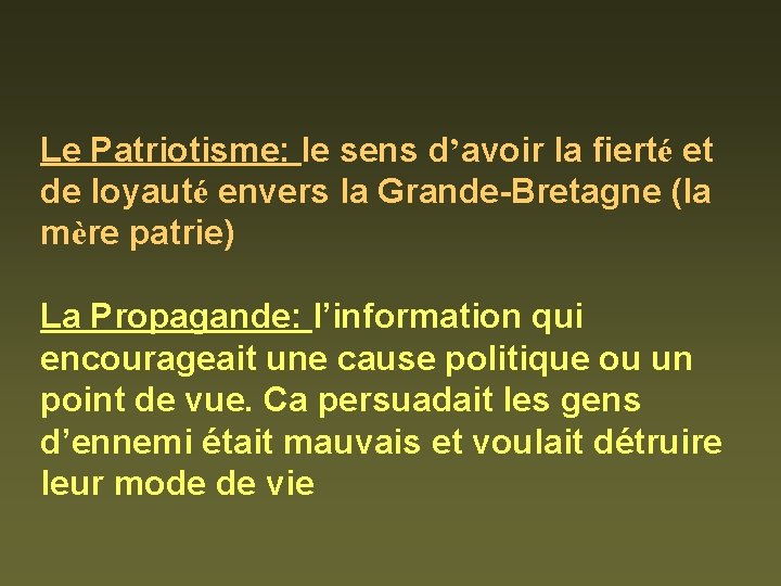 Le Patriotisme: le sens d’avoir la fierté et de loyauté envers la Grande-Bretagne (la