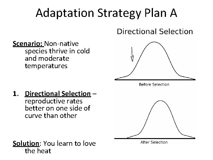 Adaptation Strategy Plan A Scenario: Non-native species thrive in cold and moderate temperatures 1.
