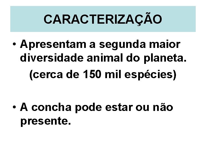 CARACTERIZAÇÃO • Apresentam a segunda maior diversidade animal do planeta. (cerca de 150 mil
