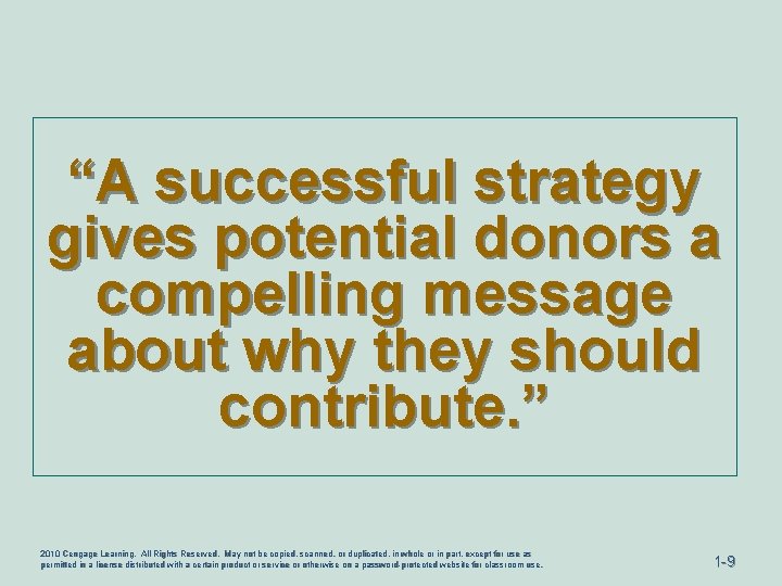 “A successful strategy gives potential donors a compelling message about why they should contribute.