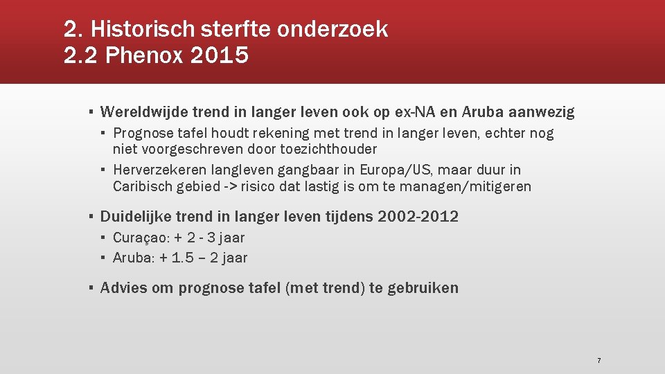 2. Historisch sterfte onderzoek 2. 2 Phenox 2015 ▪ Wereldwijde trend in langer leven