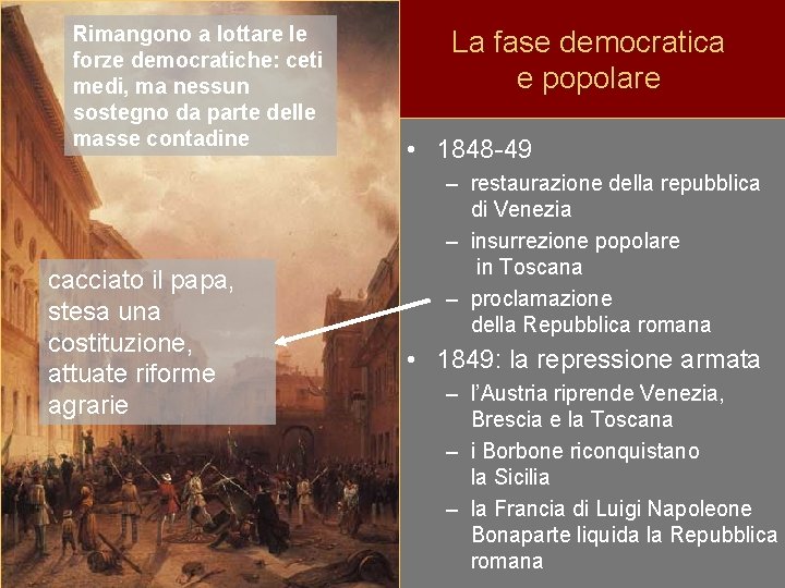 Rimangono a lottare le forze democratiche: ceti medi, ma nessun sostegno da parte delle