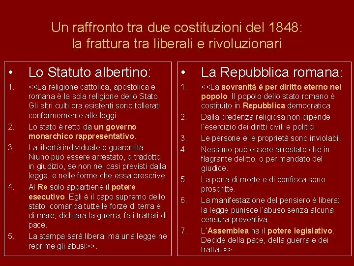 Un raffronto tra due costituzioni del 1848: la frattura tra liberali e rivoluzionari •