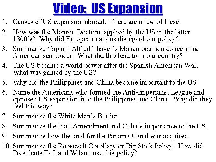 Video: US Expansion 1. Causes of US expansion abroad. There a few of these.