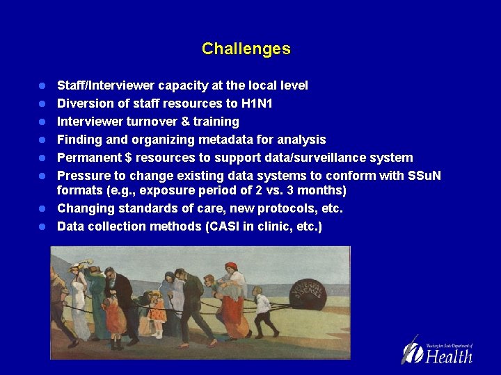Challenges l l l l Staff/Interviewer capacity at the local level Diversion of staff