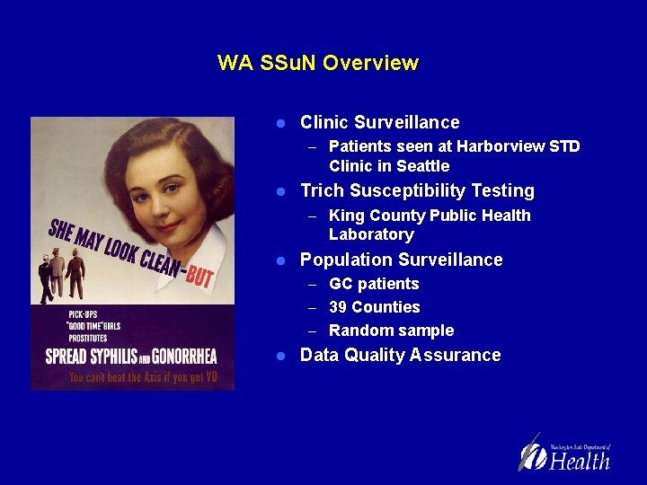 WA SSu. N Overview l Clinic Surveillance – Patients seen at Harborview STD Clinic