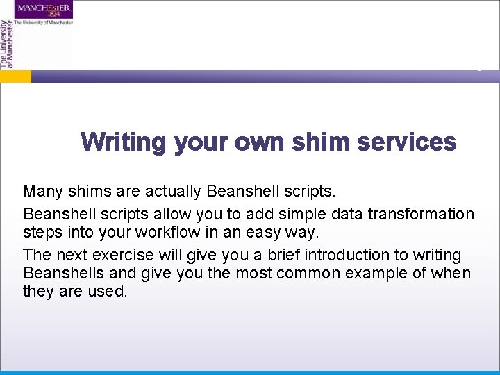 Writing your own shim services Many shims are actually Beanshell scripts allow you to