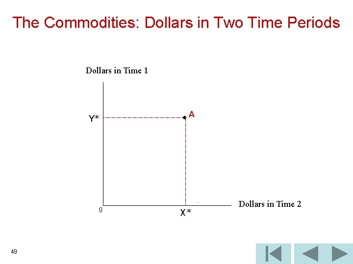 The Commodities: Dollars in Two Time Periods Dollars in Time 1 Y* 0 49