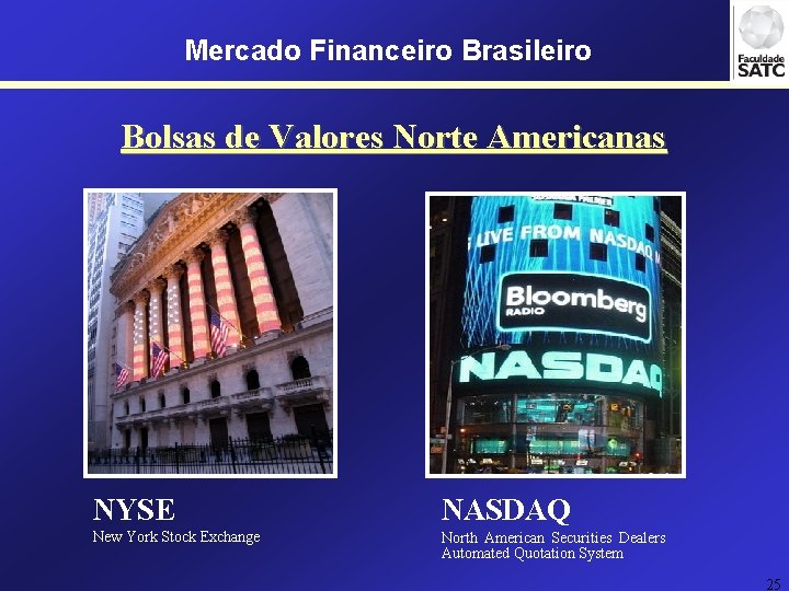 Mercado Financeiro Brasileiro Bolsas de Valores Norte Americanas NYSE NASDAQ New York Stock Exchange