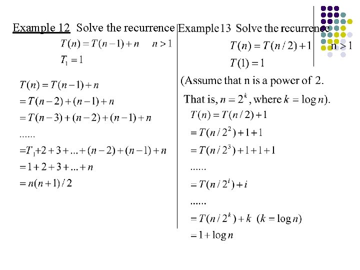 Example 12 Solve the recurrence 