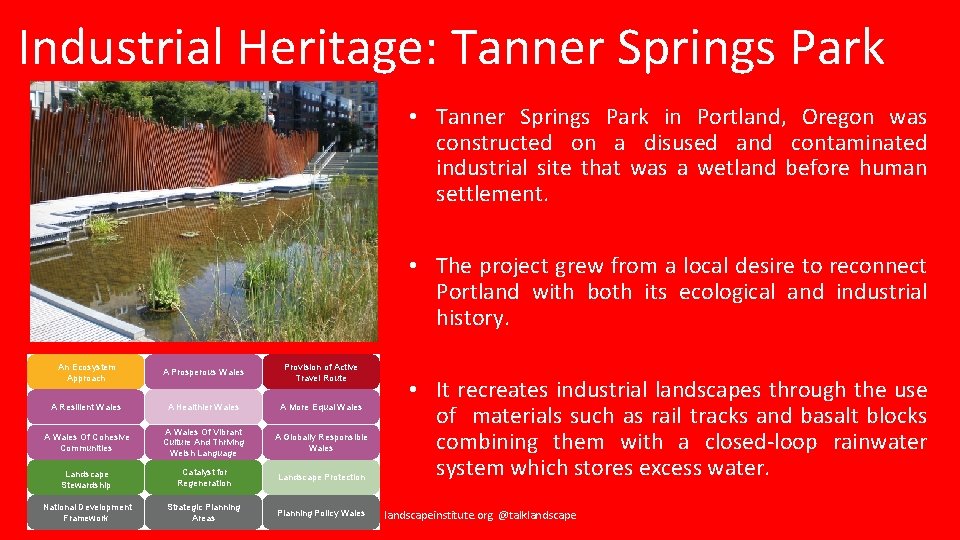 Industrial Heritage: Tanner Springs Park • Tanner Springs Park in Portland, Oregon was constructed