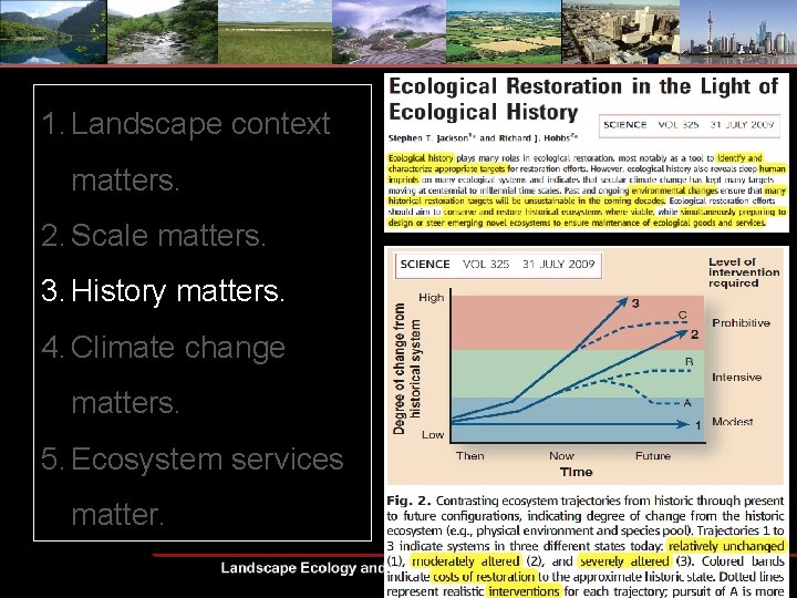 1. Landscape context matters. 2. Scale matters. 3. History matters. 4. Climate change matters.