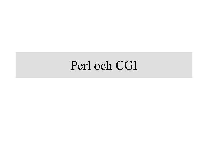 Perl och CGI 